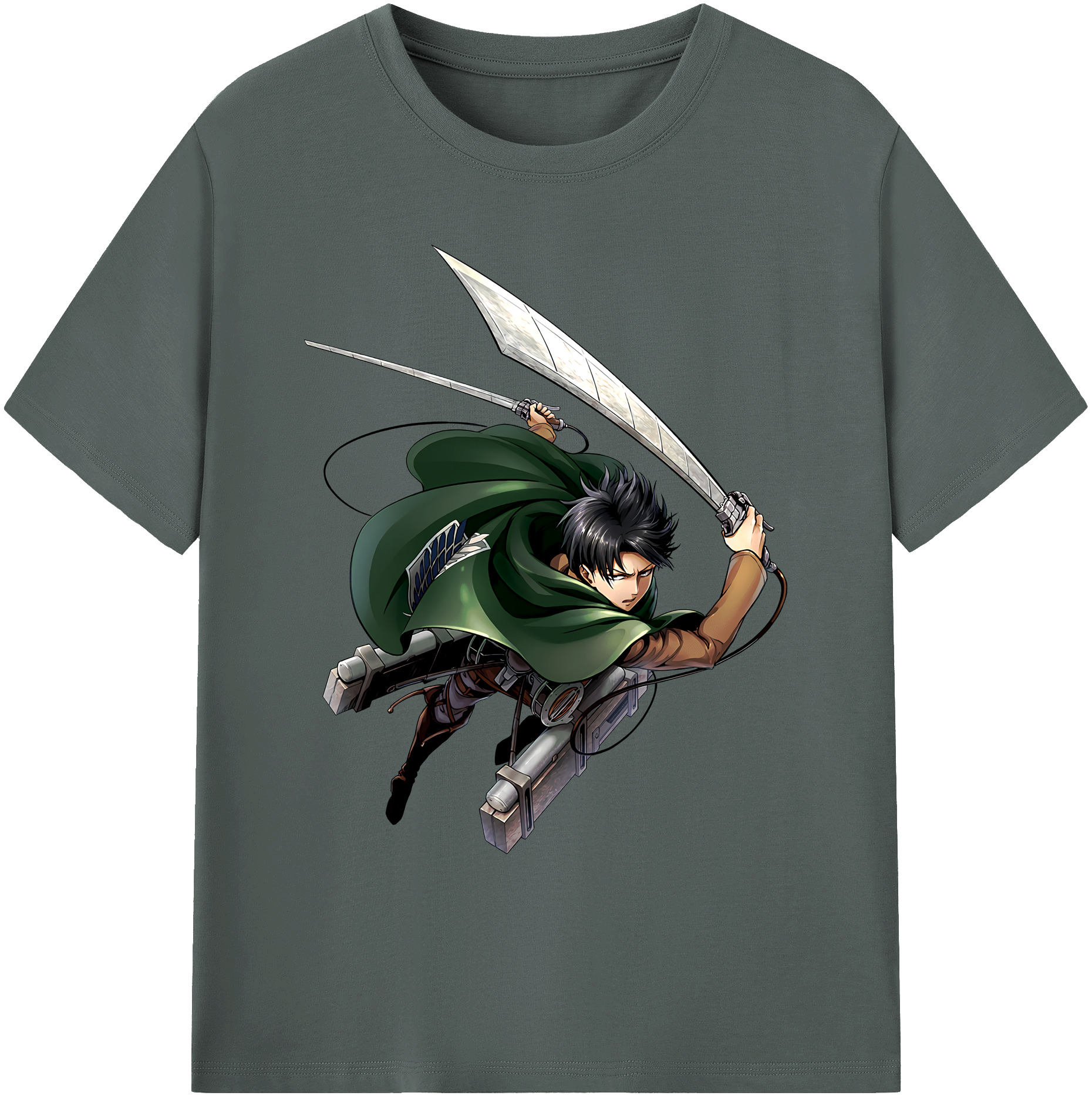 （画像用） 進撃の巨人 リヴァイ·アッカーマン Attack on Titan Levi Ackerman 綿100％ メンズ半袖Tシャツ｜肌触りやわらか＆通気性